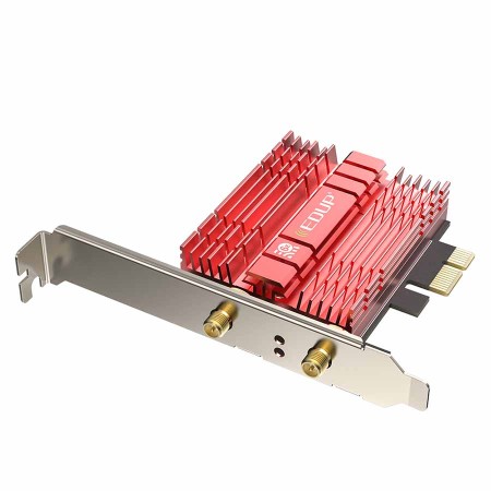 EP-9651GS Pro كرت شبكة داخلي AX210  بمنفذ PCIe من EDUP  يدعم وايفاي 6 إي ثلاثي النطاق و بلوتوث 5.2 - لاقط هوائي خارجي