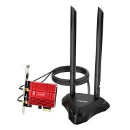 Ep-9651gs Pro كرت شبكة داخلي Ax210  بمنفذ Pcie من Edup  يدعم وايفاي 6 إي ثلاثي النطاق و بلوتوث 5.2 - لاقط هوائي خارجي  