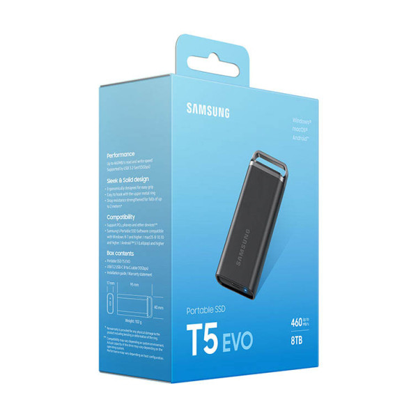 سامسونج تي 5 ايفو SSD خارجي بحجم 8 تيرا - اسود سامسونج تي 5 ايفو SSD خارجي بحجم 8 تيرا - اسود