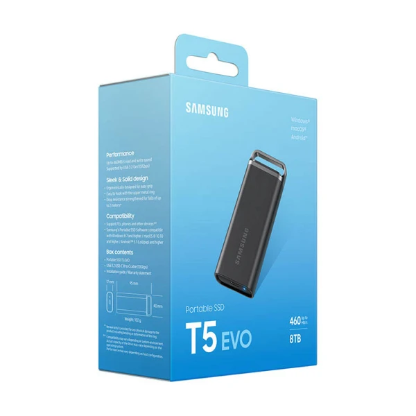 سامسونج تي 5 ايفو SSD خارجي بحجم 8 تيرا - اسود سامسونج تي 5 ايفو SSD خارجي بحجم 8 تيرا - اسود