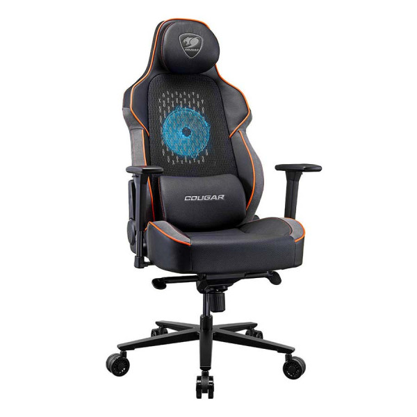 COUGAR NXSYS AERO Integrated 200mm RGB Fan, Breathable PVC Leather Gaming Chair - Black / Orange COUGAR NXSYS AERO Integrated 200mm RGB Fan, Breathable PVC Leather Gaming Chair - Black / Orange