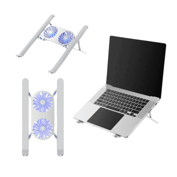 WIWU S400 PRO Aluminum Adjustable Laptop Stand With 2X Fan - Grey