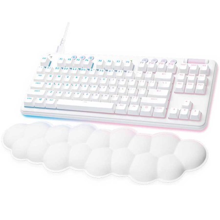 لوحة مفاتيح ألعاب ميكانيكية سلكي احترافي LOGITECH G713 بإضاءة RGB قابلة للتخصيص، أغطية مفاتيح PBT مزدوجة الصب – أبيض