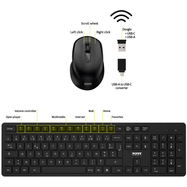 PORT CONNECT Keyboard and Mouse Wireless Desktop Pack PORT CONNECT Keyboard and Mouse Wireless Desktop Pack