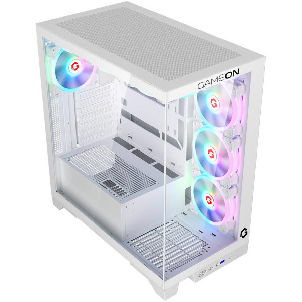 GAMEON Emperor Arctic IV Temp-Glass Mid Tower Case With 7 Fans ARGB - White GAMEON Emperor Arctic IV Temp-Glass Mid Tower Case With 7 Fans ARGB - White
