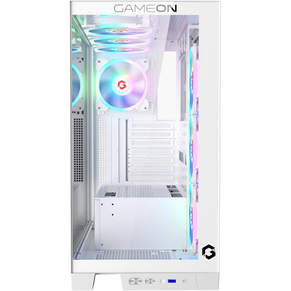 GAMEON Emperor Arctic IV Temp-Glass Mid Tower Case With 7 Fans ARGB - White GAMEON Emperor Arctic IV Temp-Glass Mid Tower Case With 7 Fans ARGB - White