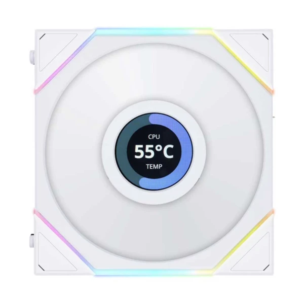 Lian Li UNI FAN TL LCD 120 RGB Reverse Blade 3 x 120mm Case Fans - White