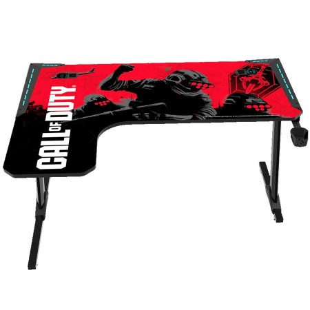 قيم اون طاولة حرف L يسار مقاس 140سم مع ماوس باد كامل ومداخل يو اس بي وشاحن لاسلكي - اسود/احمر