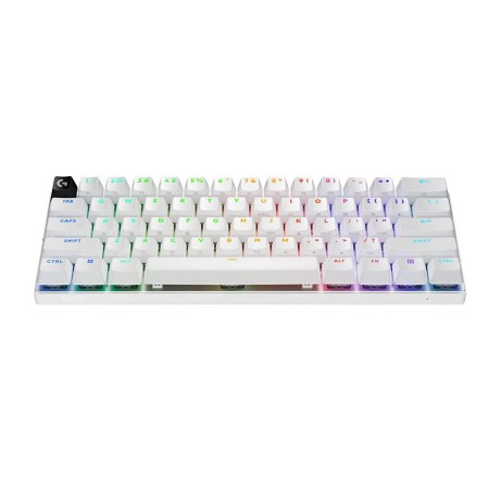 لوحة مفاتيح ألعاب لاسلكي احترافي  Logitech PRO X 60 LIGHTSPEED بتصميم 60٪، مزودة بتحكم KEYCONTROL، وإضاءة LIGHTSYNC RGB، ومفاتيح ضوئية – ابيض