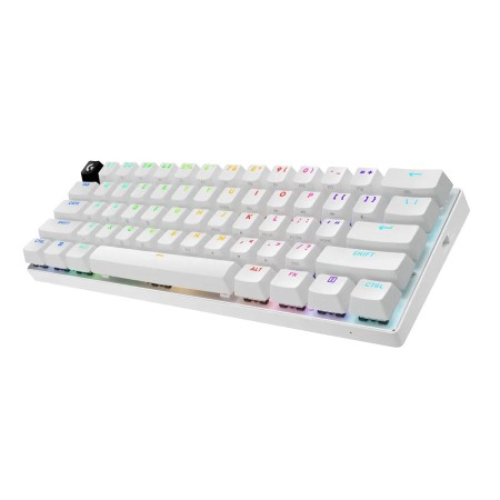 لوحة مفاتيح ألعاب لاسلكي احترافي  Logitech PRO X 60 LIGHTSPEED بتصميم 60٪، مزودة بتحكم KEYCONTROL، وإضاءة LIGHTSYNC RGB، ومفاتيح ضوئية – ابيض