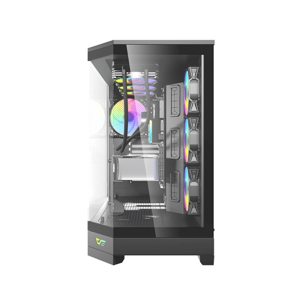دارك فلاش DQX90 كيس كمبيوتر زجاجي للالعاب مع 4 مراوحه مضيئة يدعم USB Type-C امامي - اسود دارك فلاش DQX90 كيس كمبيوتر زجاجي للالعاب مع 4 مراوحه مضيئة يدعم USB Type-C امامي - اسود