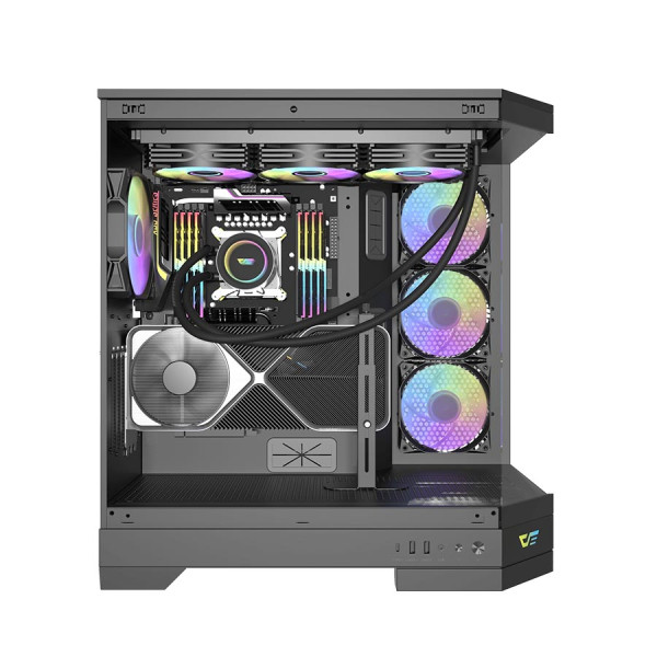دارك فلاش DQX90 كيس كمبيوتر زجاجي للالعاب مع 4 مراوحه مضيئة يدعم USB Type-C امامي - اسود دارك فلاش DQX90 كيس كمبيوتر زجاجي للالعاب مع 4 مراوحه مضيئة يدعم USB Type-C امامي - اسود