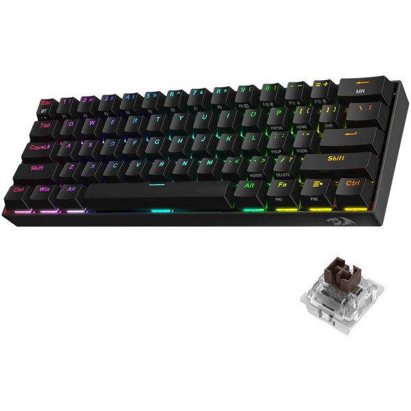 Redragon K530 Draconic Pro RGB 60% Mechanical Wireless - BT Gaming Keyboard - BROWN Switch - Black Redragon K530 Draconic Pro RGB 60% Mechanical Wireless - BT Gaming Keyboard - BROWN Switch - Black