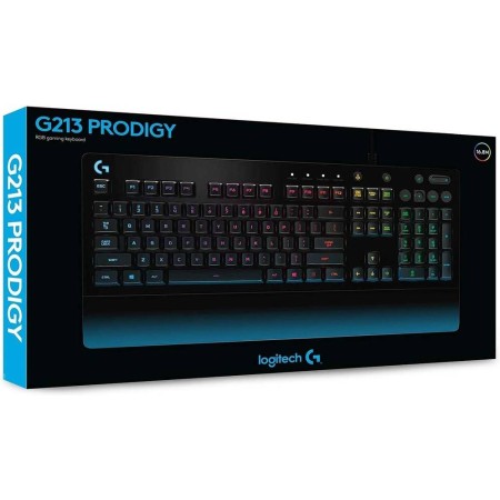 لوحة مفاتيح احترافية Logitech G213, حجم كامل, مفاتيح Mech-Dome, إضاءة RGB قابلة للتخصيص, مسند يد مدمج, اتصال سلكي USB - أسود لوحة مفاتيح احترافية Logitech G213, حجم كامل, مفاتيح Mech-Dome, إضاءة RGB قابلة للتخصيص, مسند يد مدمج, اتصال سلكي USB - أسود
