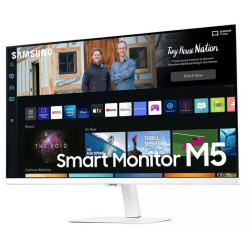 سامسونج 27 بوصة ام5  FHD - هرتز 60  شاشة ذكية مزودة بوايفاي وبلوتوث وسماعات خارجية مع ريموت كنترول - ابيض 