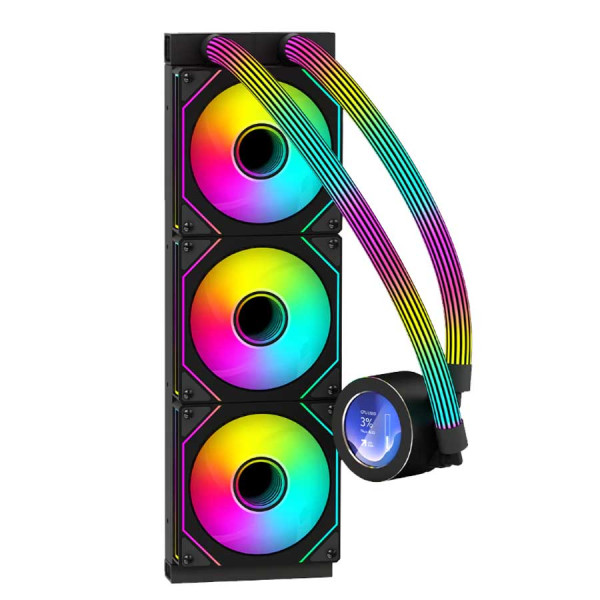 قيم اون كراكن N360 مبرد مائي احترافي 360mm RGB مع شاشة - اسود قيم اون كراكن N360 مبرد مائي احترافي 360mm RGB مع شاشة - اسود
