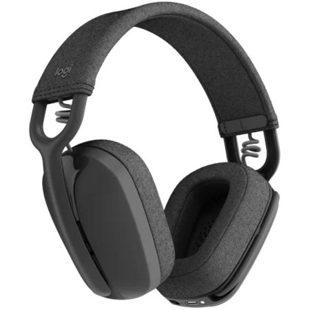 سماعة رأس لاسلكية Logitech Zone Vibe 100، مزودة بـ ميكروفون مزود بإلغاء الضوضاء، وبطارية تدوم حتى 20 ساعة - اسود