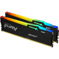ذاكرة مكتبية KINGSTON FURY Beast, سعة 32 جيجابايت, سرعة 6000 ميجاهرتز DDR5, التوقيت CL36, إضاءة RGB, دعم منصات Intel و AMD - أسود