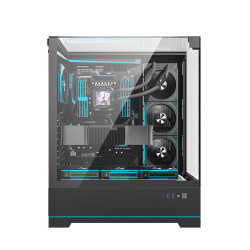 دارك فلاش DY450L PRO كيس كمبيوتر زجاجي للالعاب  يدعم USB Type-C  امامي - اسود