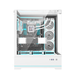 دارك فلاش DY450L PRO كيس كمبيوتر زجاجي للالعاب  يدعم USB Type-C  امامي - ابيض