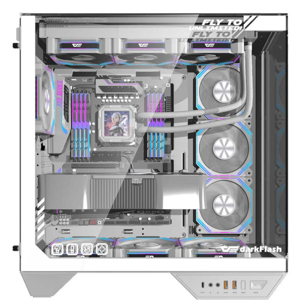 Darkflash Arcee DY470 Temp-Glass ATX Mid Tower Case 4xARGB Fan - White Darkflash Arcee DY470 Temp-Glass ATX Mid Tower Case 4xARGB Fan - White