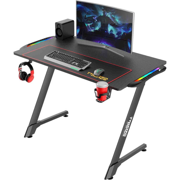 Twisted Minds Z SHAPED Gaming Desk Carbon Fiber RGB 100cm x 60cm - Black Twisted Minds Z SHAPED Gaming Desk Carbon Fiber RGB 100cm x 60cm - Black