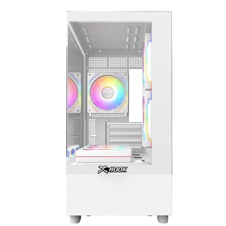كيس ألعاب HOOK PIXEL – زجاج حراري 6 مراوح RGB تصميم Mid Tower احترافي - أبيض كيس ألعاب HOOK PIXEL – زجاج حراري 6 مراوح RGB تصميم Mid Tower احترافي - أبيض