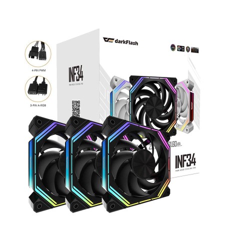 DARK FLASH INF34 ARGB Cooling Fan 3 in 1 PACK - BLACK