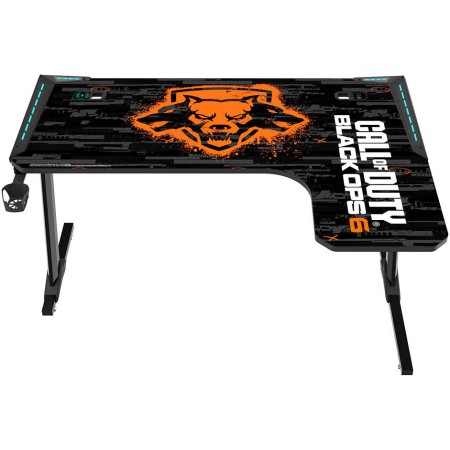 طاولة العاب بتصميم L-Shaped من GAMEON Call Of Duty، بإضاءة RGB، شاحن لاسلكي، سطح عمل تقريبي 140 × 60 سم – اسود