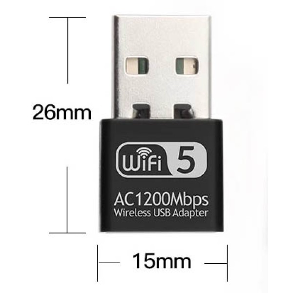 لاقط شبكة واي فاي مزدوج الموجة - محول USB صغير WiFi بسرعة 1200 ميجابت في الثانية ثنائي النطاق 2.4 جيجا هرتز + 5 جيجا هرتز برنامج تشغيل مجاني