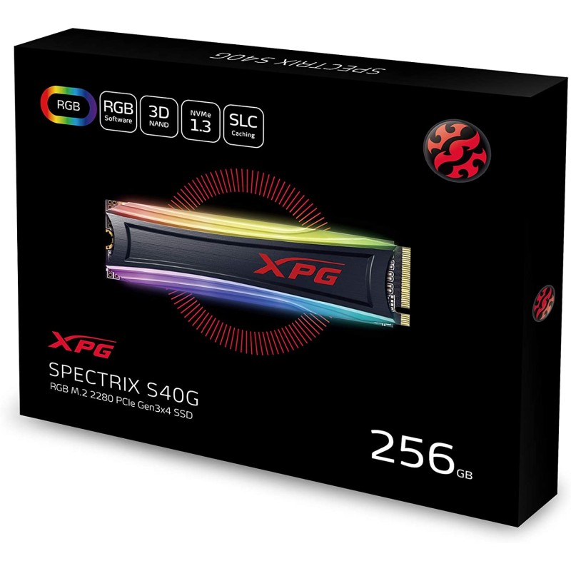 XPG SPECTRIX S40G 256GB RGB 3D NAND PCIe Gen3x4 NVMe 1.3 M.2 2280 Internal SSD