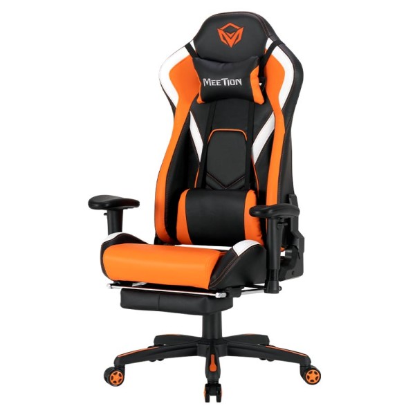 MeeTion MT-CHR22 Gaming Chair with Footrest - Black/Orange - كرسي ألعاب ميشن