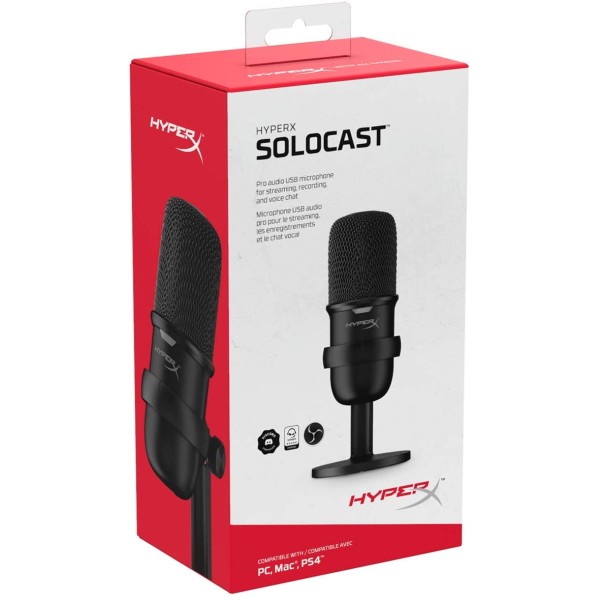 HyperX SoloCast – USB Condenser Gaming Microphone for PC / PS4 & PS5 - مايك احترافي هايبر اكس سولو كاست