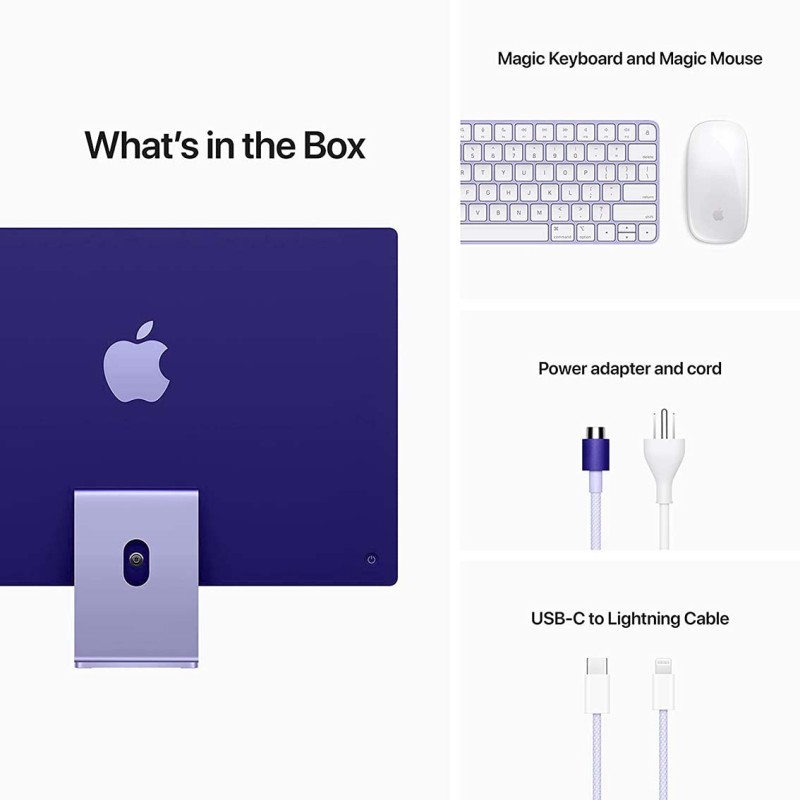 Apple iMac 24" 2021, M1 8GB RAM, 256GB SSD, Purple