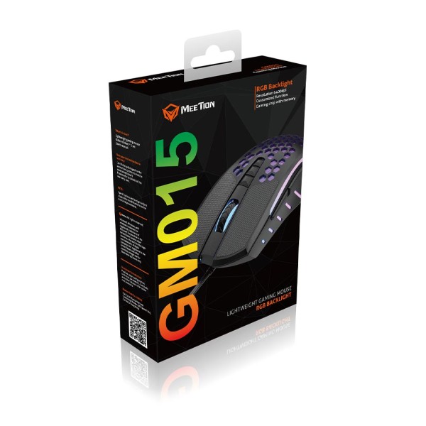 MEETiON GM015 Lightweight Honeycomb RGB Gaming Mouse -  ميشن فأرة العاب