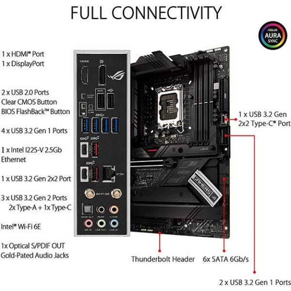 ASUS ROG Strix Z690-F Gaming WiFi 6E LGA1700(Intel 12th Gen) ATX Gaming Motherboard - اسوس ستريكس مذربورد انتل للجيل الثاني عشر