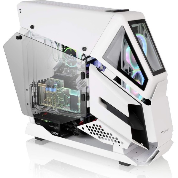 Thermaltake AH T600 Snow Helicopter Styled Open Frame Tempered Glass Swing Door E-ATX Full Tower Case - صندوق كمبيوتر ثيرمالتيك تي600