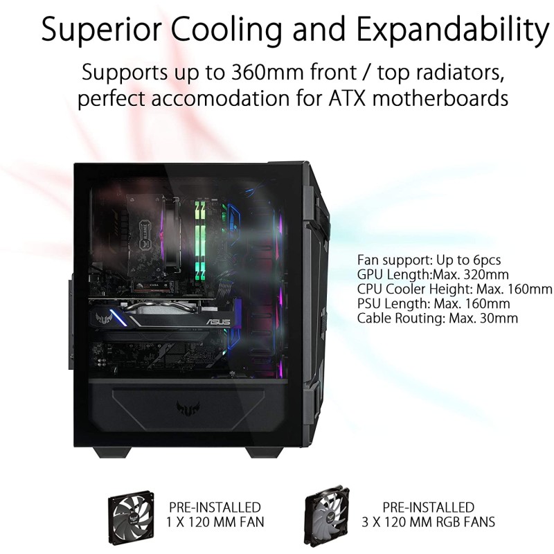 ASUS TUF Gaming GT301 Mid-Tower Computer Case RGB - AURA