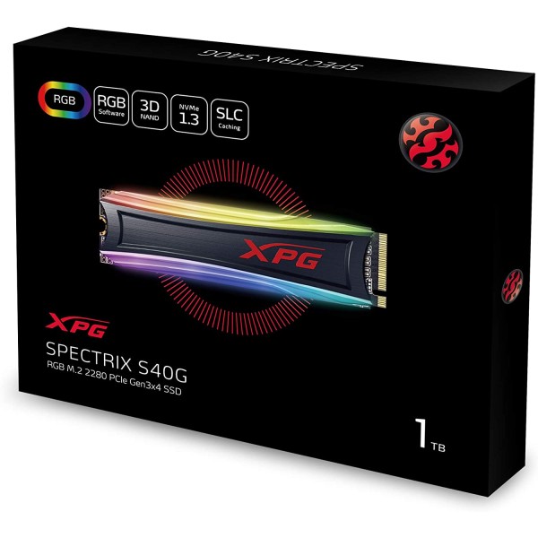 XPG SPECTRIX S40G 1TB RGB 3D NAND PCIe Gen3x4 NVMe 1.3 M.2 2280 Internal SSD - قرص تخزين داخلي مضيئ اكس بي جي